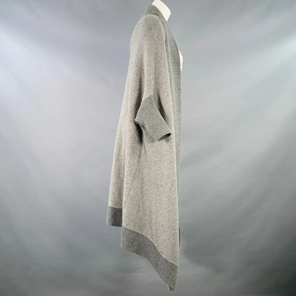 NO BRAND Size M Grey White Knit Shawl Collar Short Sleeve Open Front Cardigan